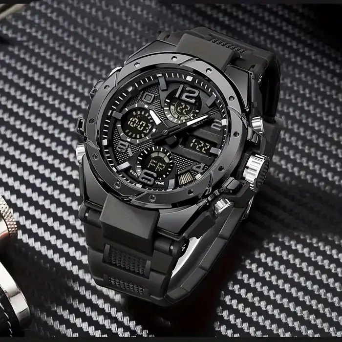 Montre de sport robuste à double affichage multifonctionnelle avec chronographe et alarme pour homme occasions spéciales activités sportives et professionnelles