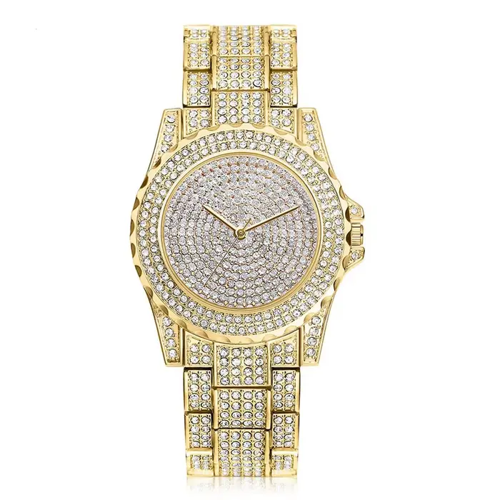 Montre-bracelet en cristal de luxe pour femme, en acier brillant, à quartz, nouvelle collection