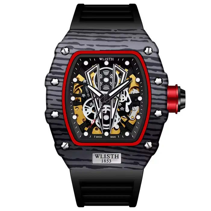 Montre automatique montres mécaniques pour Homme Type baril Montre mécanique hommes étanche lumineux