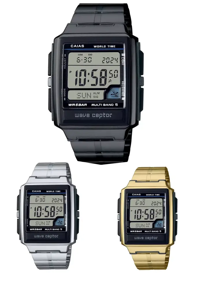 Montre numérique multifonction rétro CAIAS pour homme avec synchronisation automatique et résistance à l'eau 50 mètres occasions spéciales
