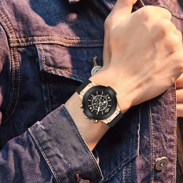 Nouvelle montre sport VA VA VOOM résistante à l'eau avec mouvement quartz et bracelet en silicone pour homme occassions spéciales