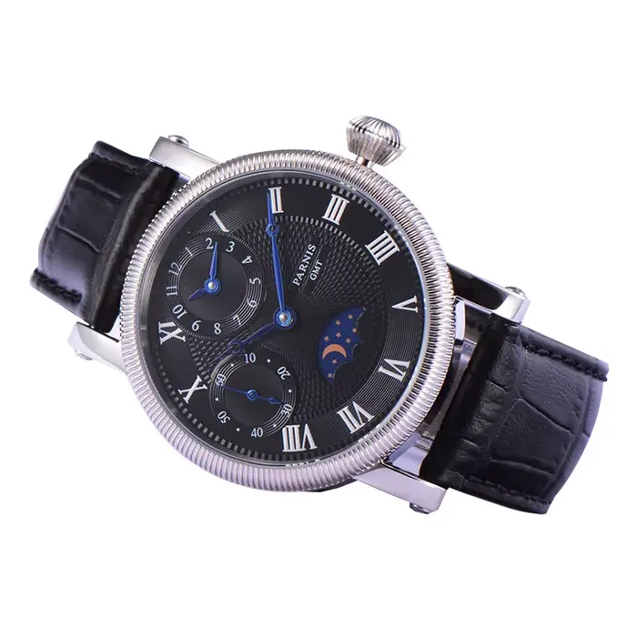 Montre-bracelet mécanique à remontage manuel pour homme, cuir confortable, résistance à l'eau, design mode et décontracté, parfait pour occasions spéciales