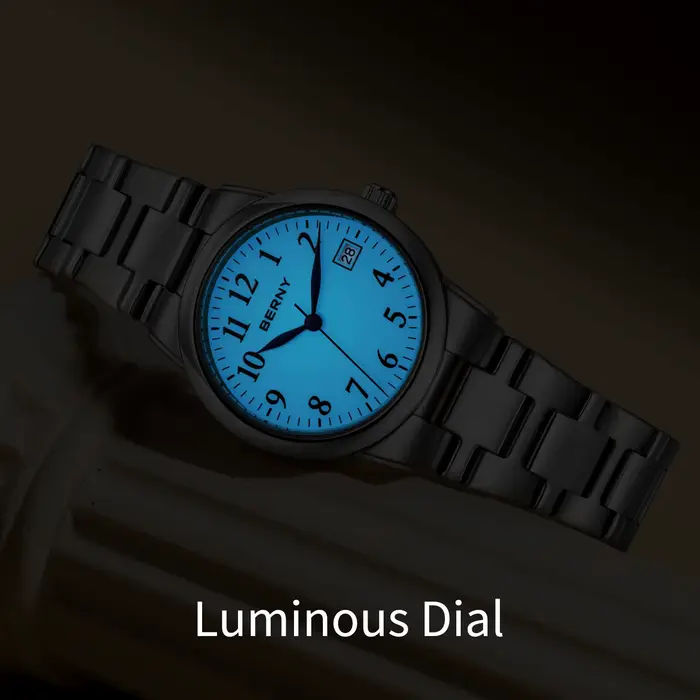 Montre Berny pour Femmes Cadran Lumineux Complexe en Acier Inoxydable Occasions Spéciales et Journées Décontractées