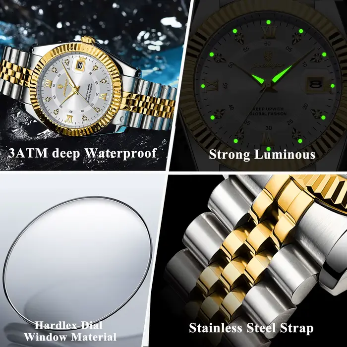 POEDAGAR luxe hommes d'affaires montre-bracelet étanche lumineux Date militaire homme montre en acie