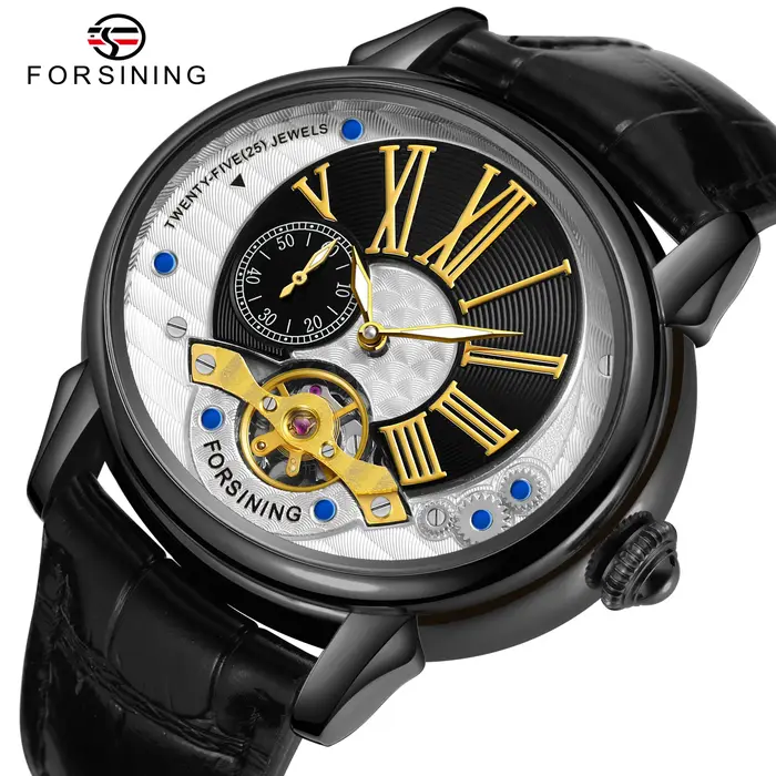 Forsining-Montres Mécaniques Automatiques en Cuir pour Homme