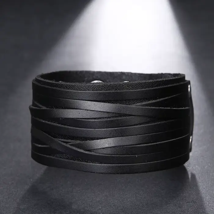 Bracelet manchette punk en cuir robuste avec motifs géométriques pour hommes et femmes occasions spéciales