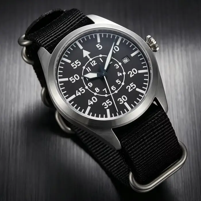 Montre militaire mécanique, montre-bracelet de terrain en nylon, automatique Miyota 8215, horloge ma