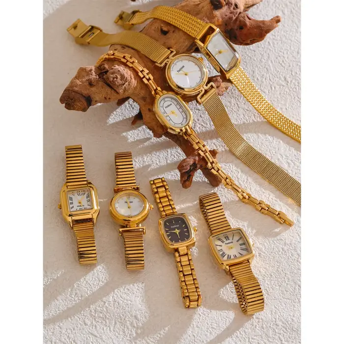 Montre Yhpup en acier inoxydable plaquée or 18 carats pour femmes style mode et casual occasions spéciales et quotidiennes