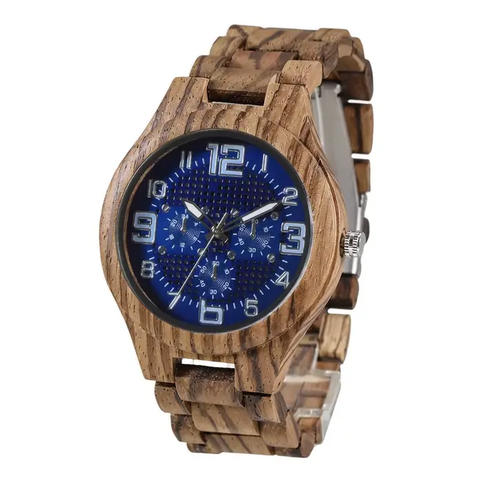 Montre en bois homme mouvement quartz japonais fermoir réglable en acier inoxydable pour tous les jours occasions spéciales