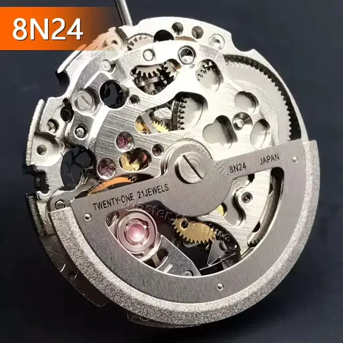 Miyota 8N24 mouvement mécanique automatique argent classique squelette mécanisme