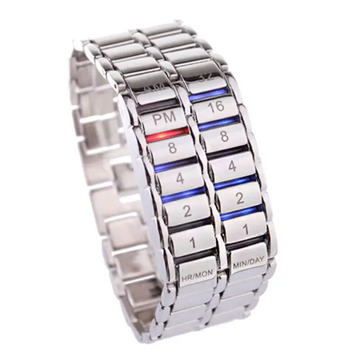 Montres de couple, montre-bracelet numérique à LED binaire, montre à quartz, montres pour hommes, ca