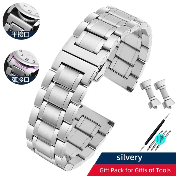 Bracelet en métal incurvé pour homme et femme, chaîne de montre universelle, bracelet en acier, 14mm