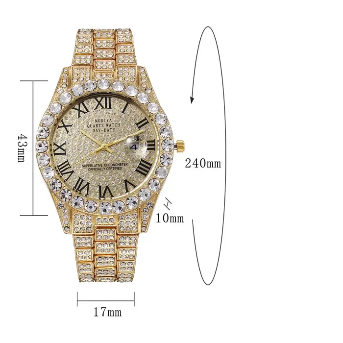 Montre à quartz avec bracelet en acier doré pour homme