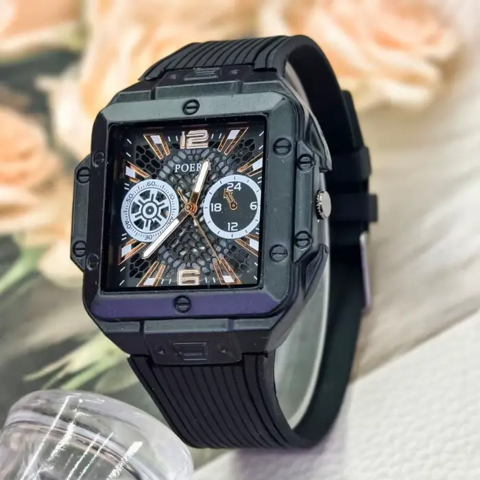 Nouvelle Montre de Luxe Carrée en Silicone pour Homme