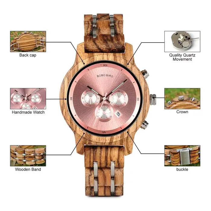 BOBO BIRD-Montre-bracelet en bois et métal pour femme