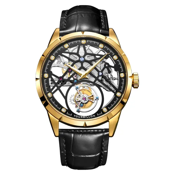 AESOP véritable Tourbillon montres mouvement squelette pour hommes