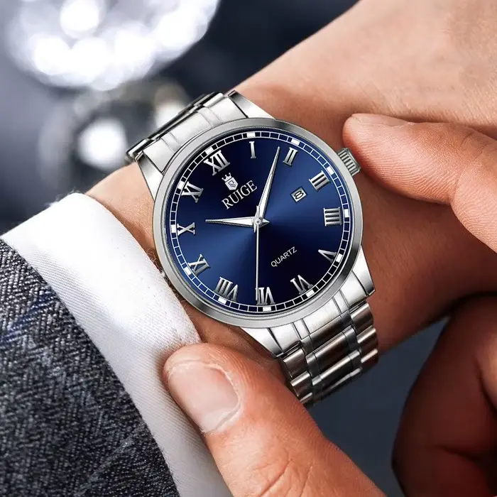 RUIGE-Montre-bracelet étanche pour homme, échelle romaine, minimaliste, célèbre, veilleuse