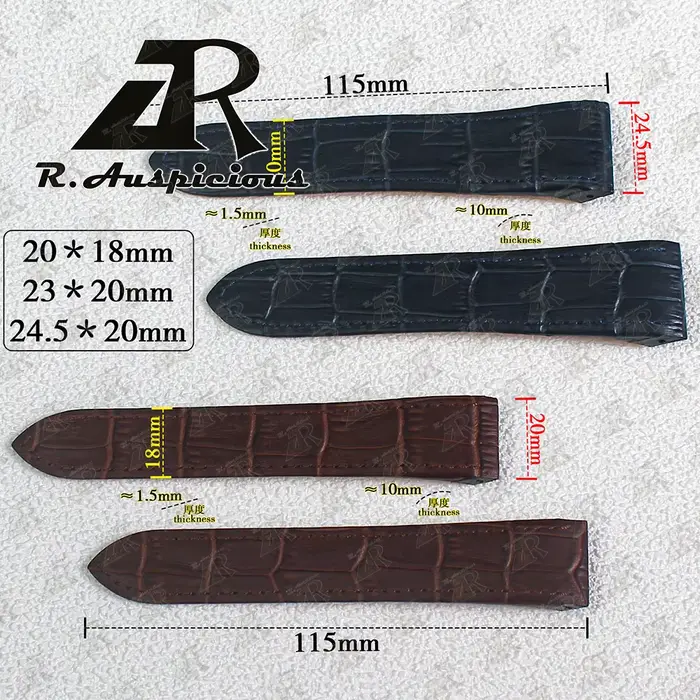 Bracelet de montre en cuir de vachette pour hommes et femmes