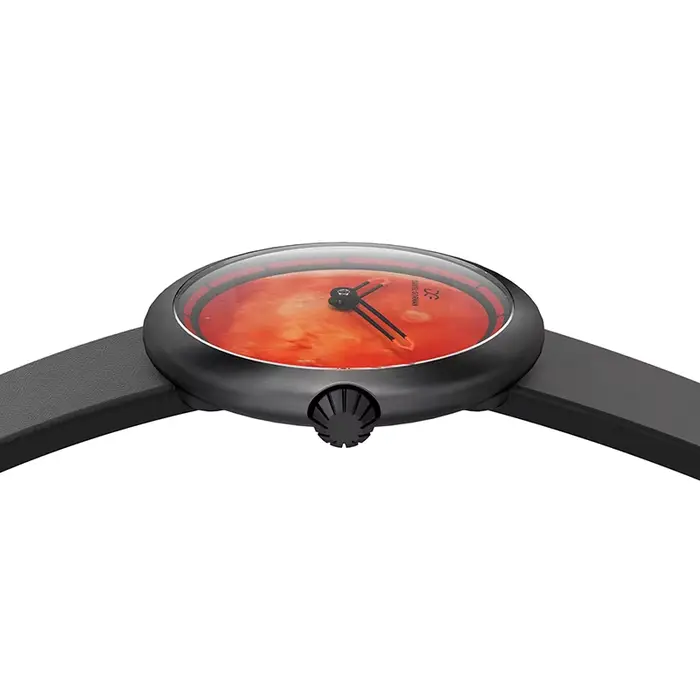 Montre Mars Dial en acier inoxydable avec bracelet en cuir pour homme et femme pour toutes occasions et cadeaux unisexe