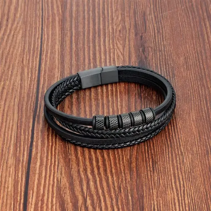Bracelet de luxe en perles d'acier inoxydable pour hommes