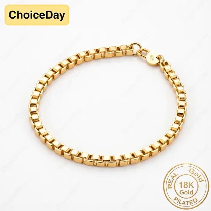 Bracelet chaîne classique plaqué or 18 carats 4 mm pour homme et femme, cadeau de mode, bijoux pour 