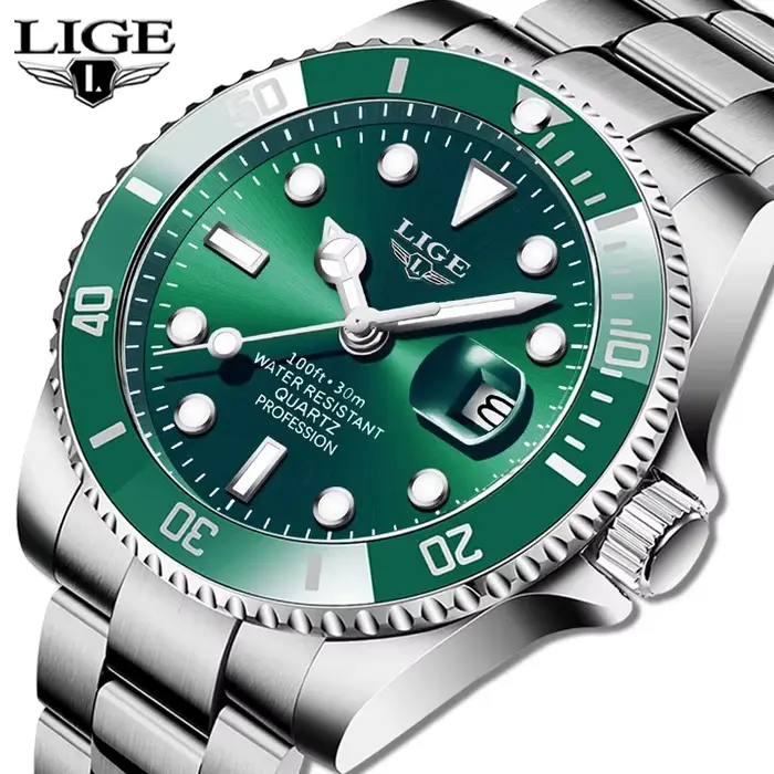 Montre de plongée de luxe de marque haut de gamme LIGE pour hommes
