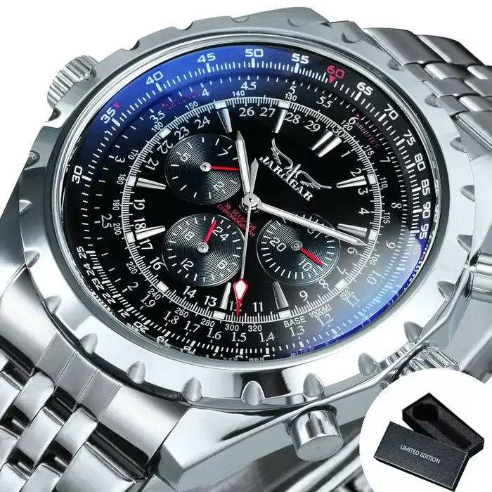 JARAGAR-Montre de sport mécanique automatique pour homme, montre-bracelet militaire, bracelet en aci