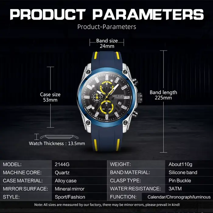 Montre MEGIR Quartz pour Hommes avec Chronographe et Affichage Analogique-Digital Occasions Sportives et Luxe