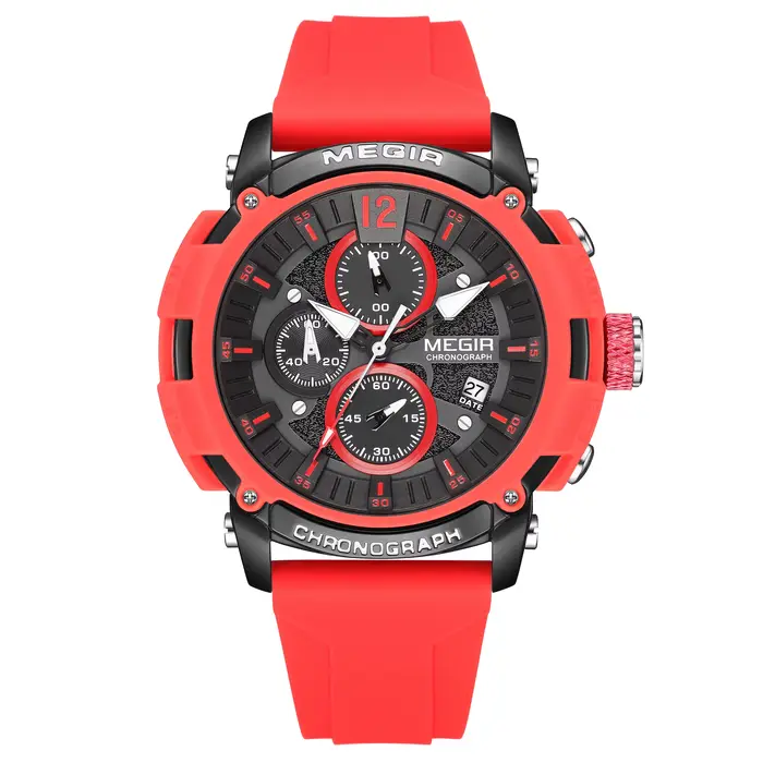 Montre chronographe analogique à quartz Megir 2208 avec date