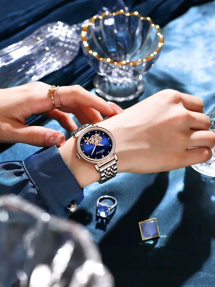 Montre-bracelet en cuir automatique pour femme