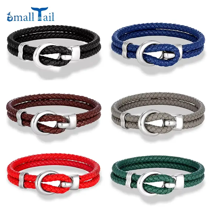 Bracelet en cuir tressé fait à la main pour hommes