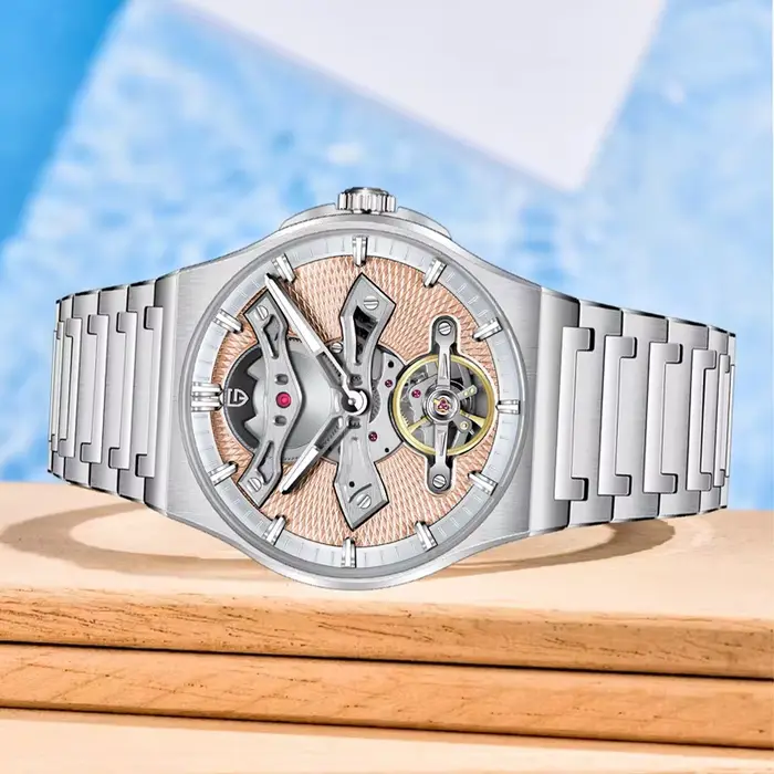 PAGANI DESIGN YS028 Tourbillon montre pour hommes verre saphir creux mécanique montre-bracelet en acier inoxydable