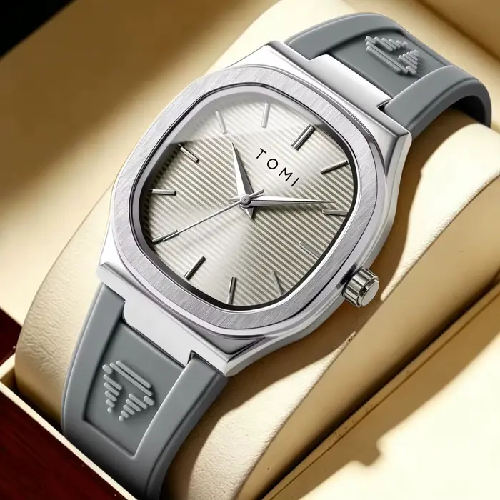 Montre TOMI 2026 à Quartz pour Homme avec Bracelet en Caoutchouc Style Luxe Occasions Spéciales