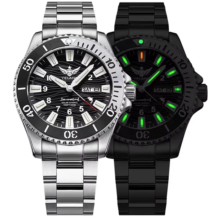 Montre de plongée Yelang V1217 Quartz résistante à l'eau 300m avec mouvement VS43 luminescent pour homme occasions spéciales探险时佩戴的雅兰V1217石英防水300米带VS43机芯夜光手表男士特别场合