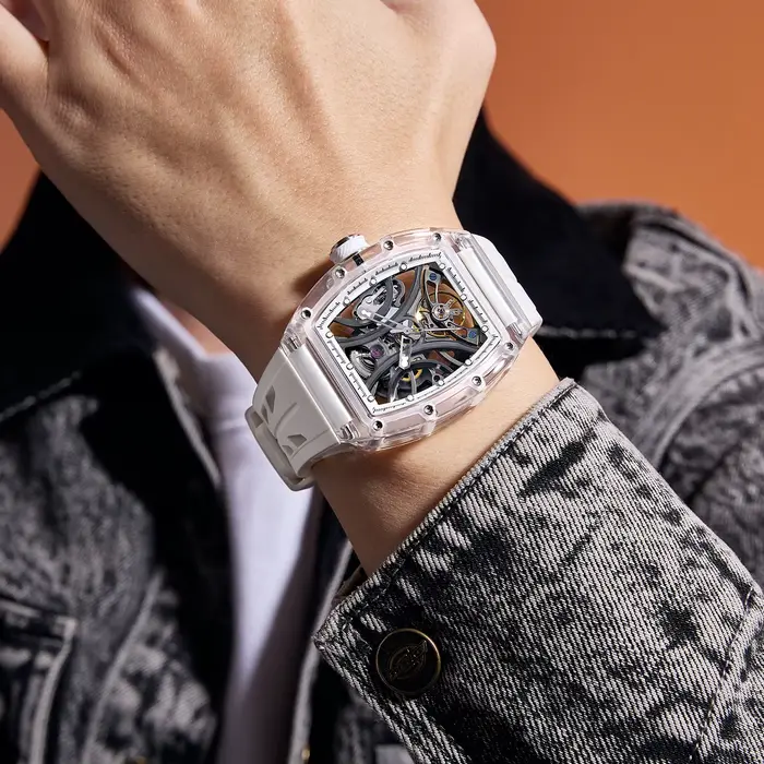 Montre Daniel Gorman Automatique Acier Inoxydable Bracelet Silicone Occasions Spéciales Activités Sportives Mode Casual Hommes