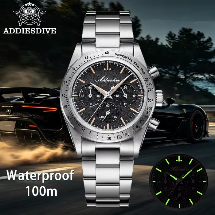 ADDIESDIVE – montre chronographe de course Vintage pour hommes, montre de sport japonaise à Quartz e