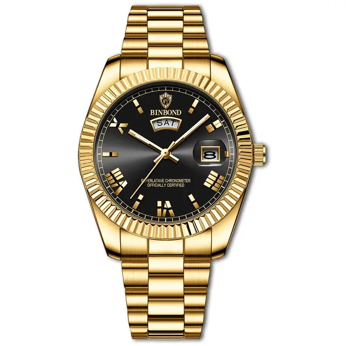 BINBOND marque hommes affaires sport montre à Quartz classique étanche calendrier lumineux horloge c