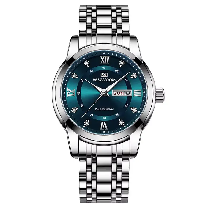 Montre homme VAVAVOOM quartz style décontracté élégant double calendrier résistante à l'eau pour travail et loisirs occasions spéciales