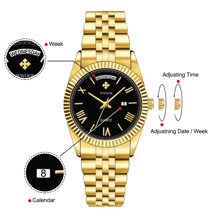 WWOOR – montre-bracelet de luxe en acier inoxydable pour homme