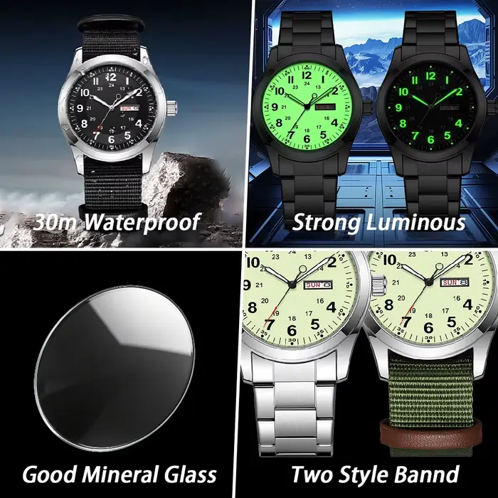Montre de terrain 2026 42 mm avec cadran lumineux