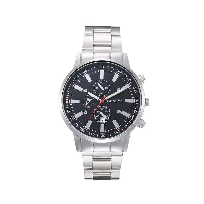 Montre chronographe à quartz de luxe pour homme Genève, bracelet en acier inoxydable, montre-bracele