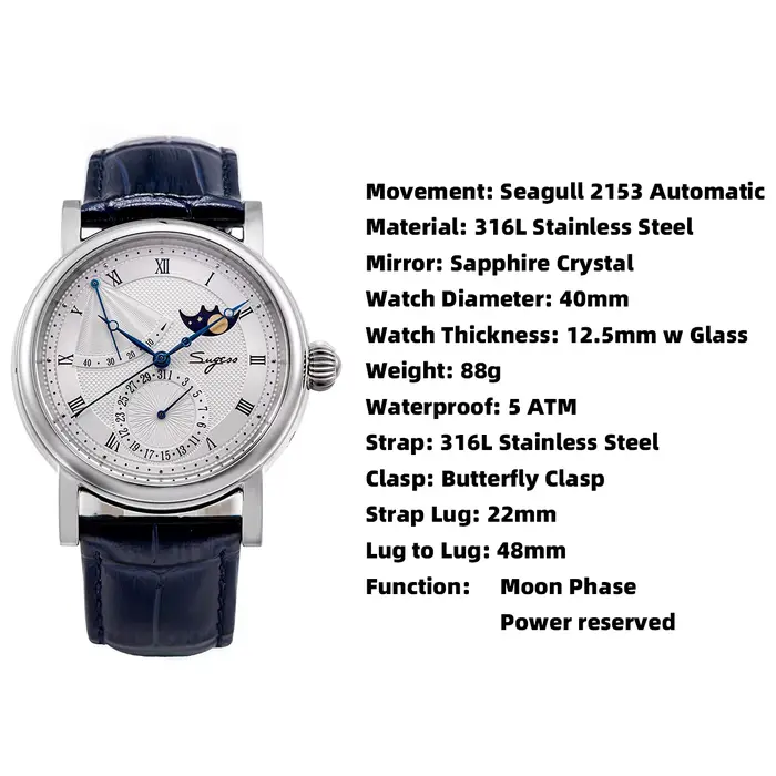 Sugess-Montre Mécanique existent pour Homme