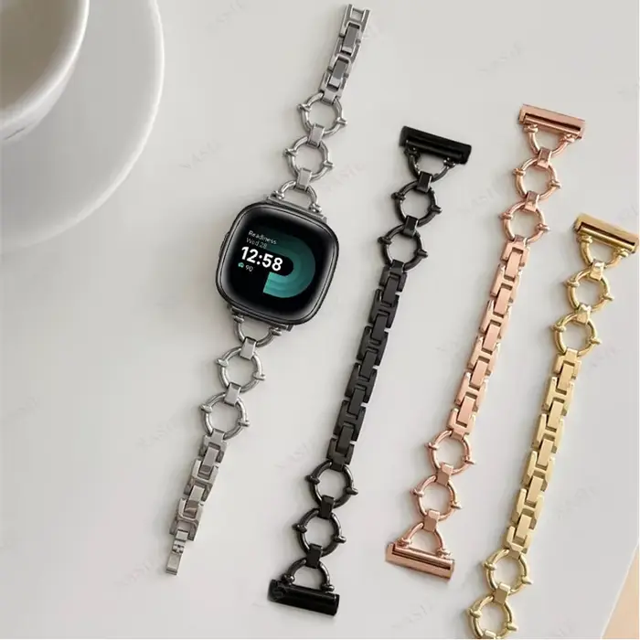 JOStrap-Bracelet de Luxe en Acier Inoxydable pour Fitbit Versa 2 3 4 Lite