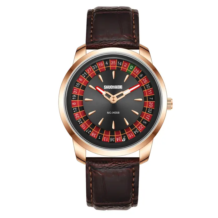 Nouvelle montre à quartz tendance au design de jeu de roulette et de poker de style européen