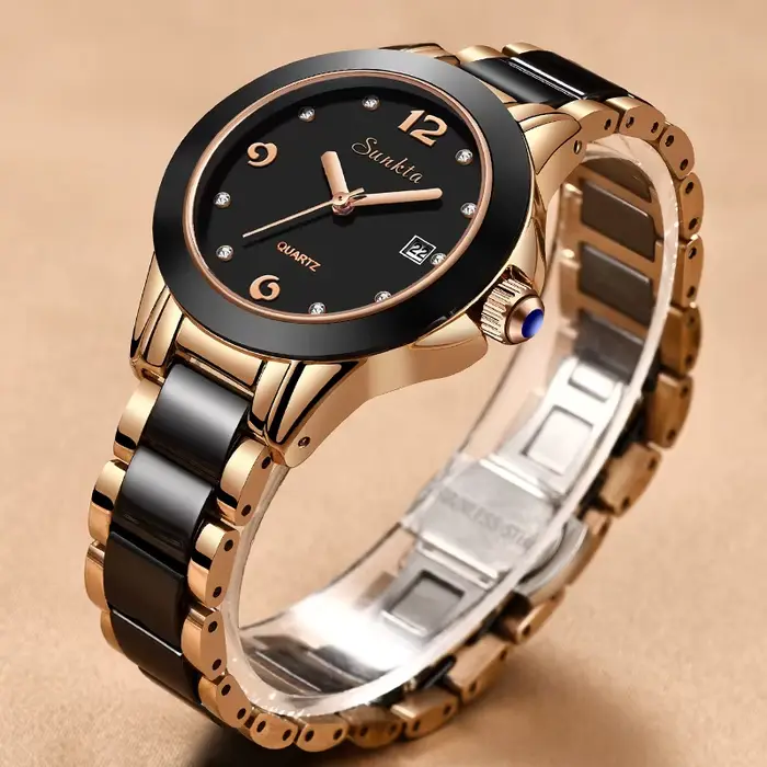 Montre en céramique LIGE pour femmes, résistante à l'eau, avec mouvement quartz, bracelet ajustable, pour toutes occasions spéciales