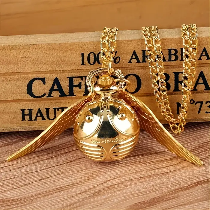 Montre de poche luxueuse avec ailes dorées et citrouille pour homme, élégante et innovante, idéale pour les occasions formelles et informelles