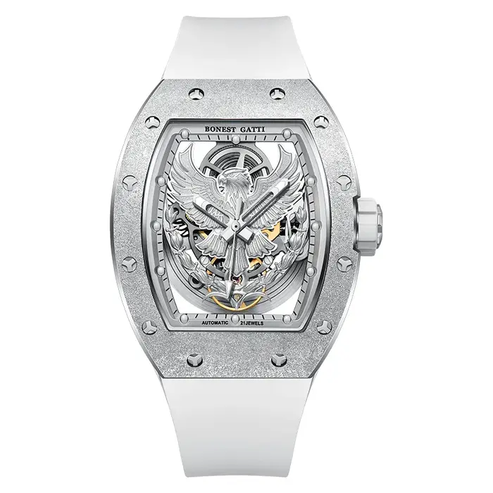 BONEST GATTI 5002 hommes montre automatique Tonneau mécanique montre-bracelet lumineux aigle cadran montres