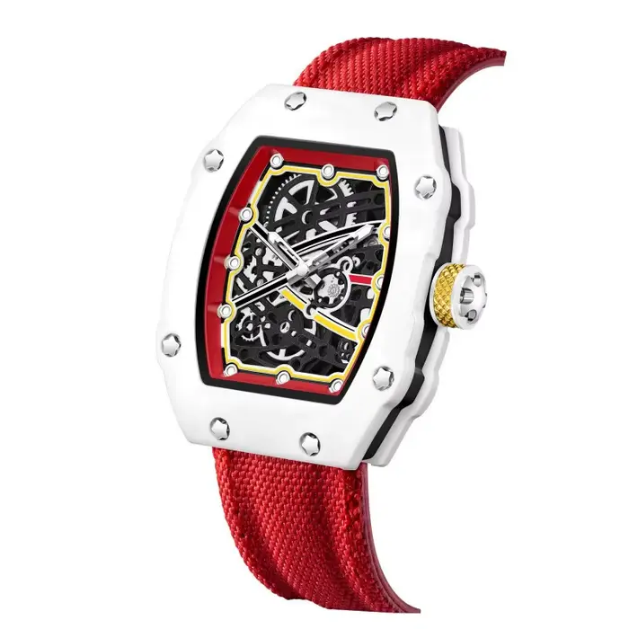 Montre à quartz Tonneau Design pour homme, ultra-fine, de forme baril, lumineuse, élégante, étanche,