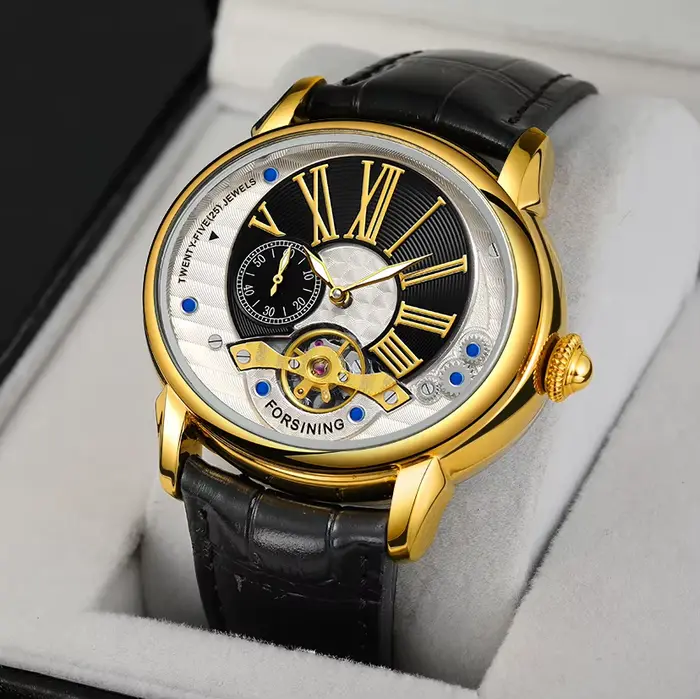 Forsining-Montres Mécaniques Automatiques en Cuir pour Homme