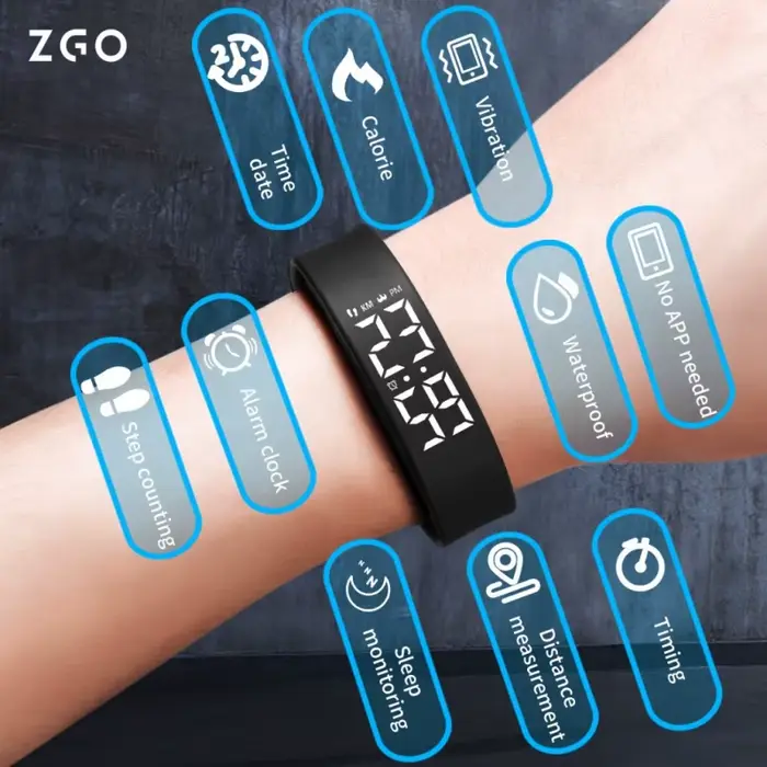 Montre multifonctionnelle ZGO résistante à l'eau avec chronomètre pour hommes femmes et enfants pour entraînement sportif et vie quotidienne
